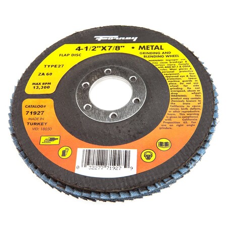 Forney Flap Disc, Type 27, 4-1/2 in x 7/8 in, ZA60 71927